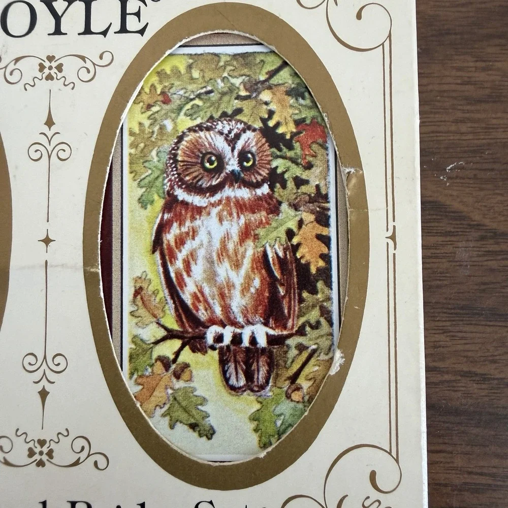 Vintage Owls Stardust KENT Playing Cards By HOYLE Double Deck Bridge Set USA 80s